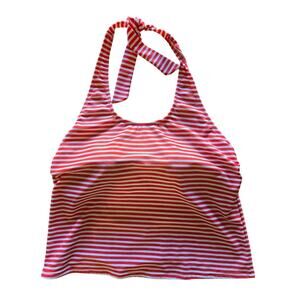 L.L. Bean Swim Top 18 Womens Plus Size Red White Striped Pullover Beach Swim